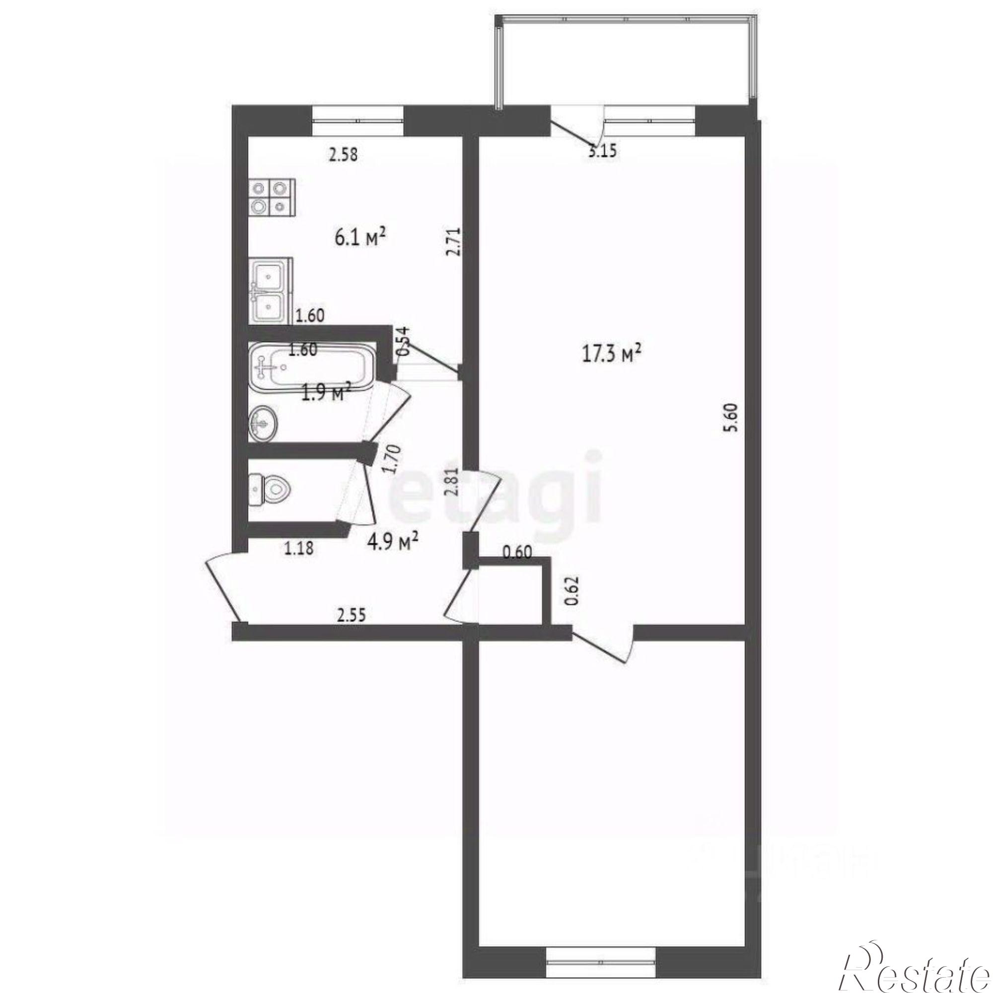 Купить квартиру за 4 100 000 рублей на улица Калинина, 17