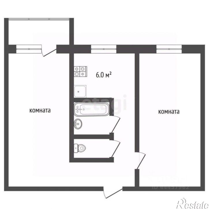 2-комн квартира улица Гастелло, 25А,  д. 25А
