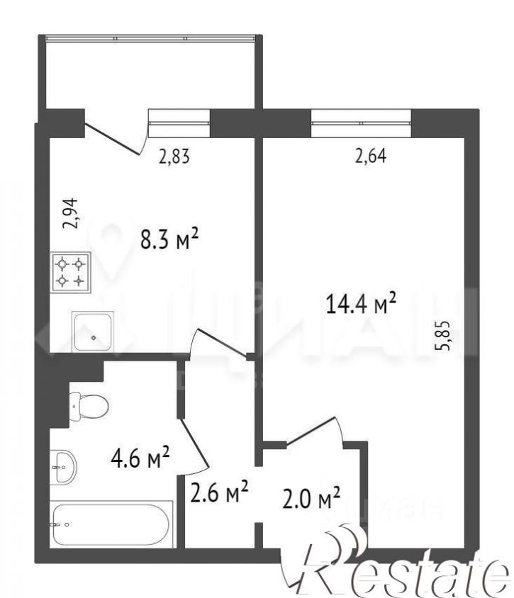 1-комн квартира проспект Славы, 24,  д. 24
